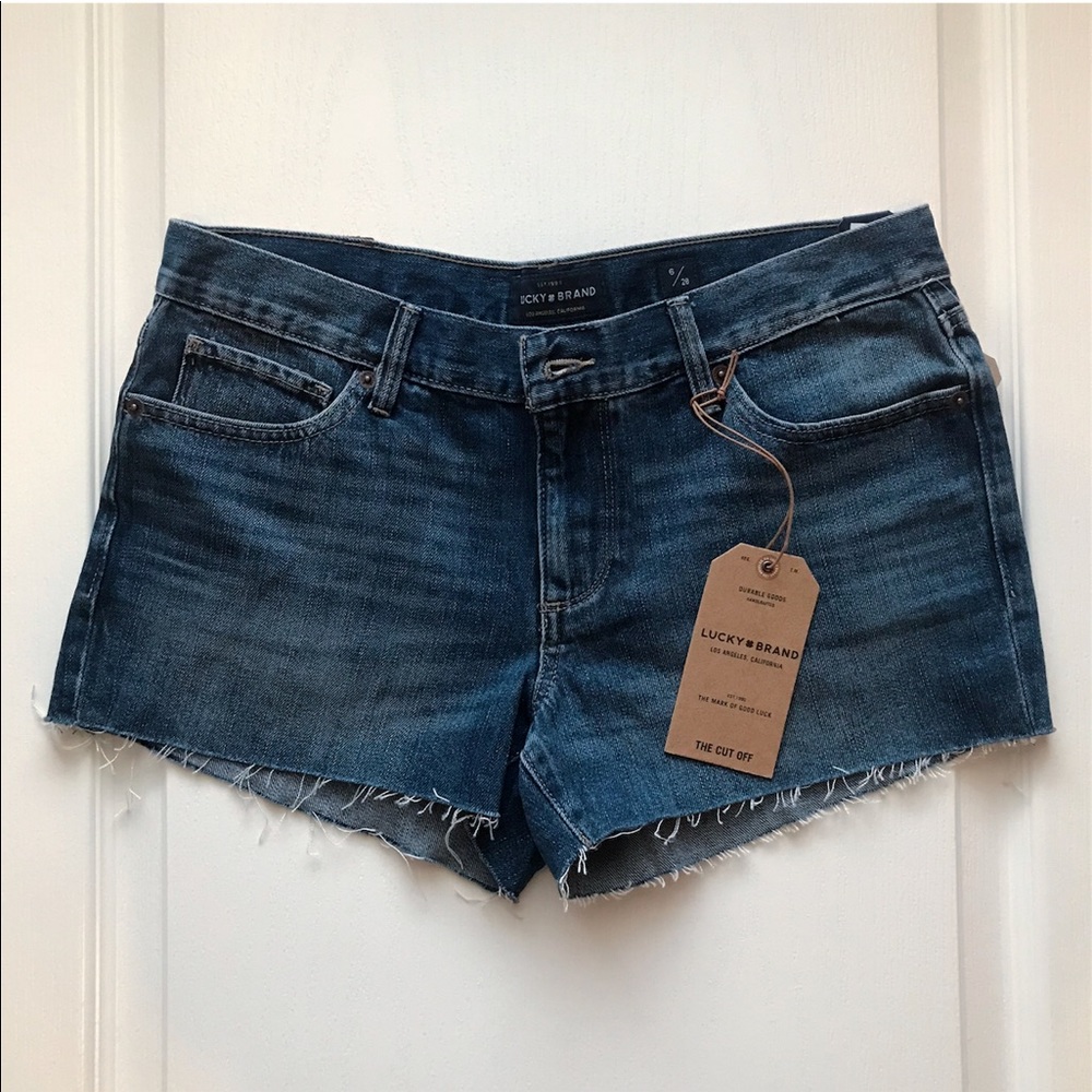 NWT Lucky Brand The Cut Off Dark Wash Denim Shorts